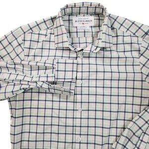 Mizzen+Main Leeward Shirt Mens Medium Plaid Trim Fit Stretch Button Down USA